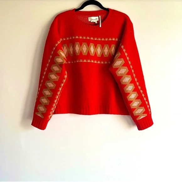 Anthropologie Tinsley Premium Cashmere Intarsia Knit Sweater Size XS Sweaters